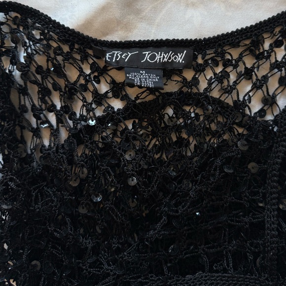Betsey Johnson | y2k Black Crochet Sequins cover up dress - Picture 4 of 4